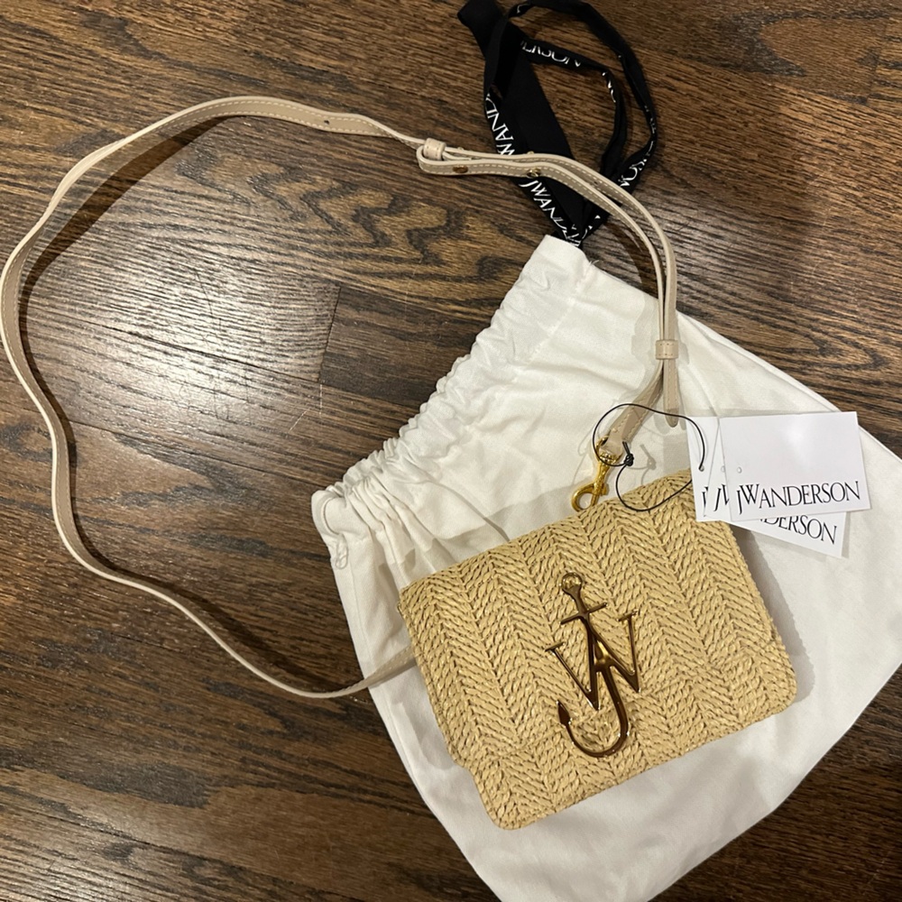 NWT JW Anderson Straw and Leather Logo Bag
